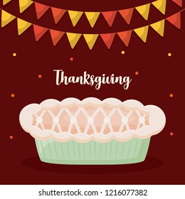 pie apple of thanksgiving day with garlands