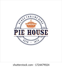 Pie Bakery House Vintage Badge Emblem Stamp Logo Design Vector Image