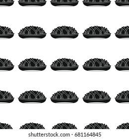 Pie bakery product black simple silhouette vector seamless pattern, silhouette stylish texture. Repeating Pie seamless pattern background for bakery design