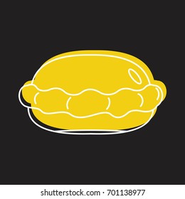 Pie bakery product in doodle style icons vector illustration for design and web on black background. Bakery product pie vector object for labels and logo