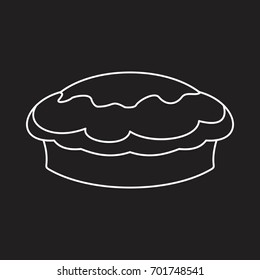 Pie bakery product in thin line style icons vector illustration for design and web on black background. Bakery product pie vector object for labels and logo
