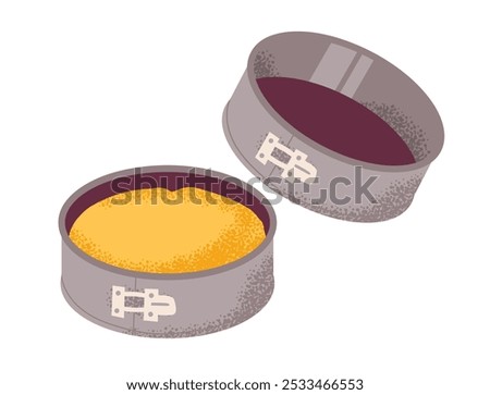 Pie baking dish. Cake tray. Kitchen baking tool. Flat illustration.
