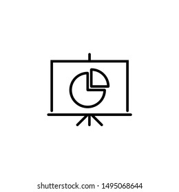 pie and bar graph on presentation stand board icon vector flat style, for training, business, meeting, project illustration
