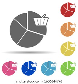 Pie, basket, market share in multi color style icon. Simple glyph, flat vector of business icons for ui and ux, website or mobile application
