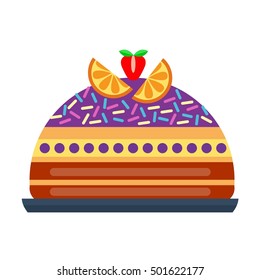 Pie for birthday isolated cake vector