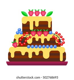 Pie for birthday isolated cake vector