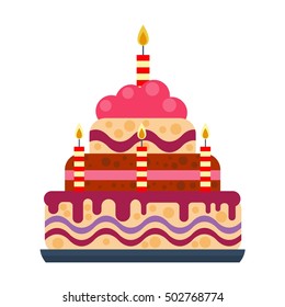 Pie for birthday isolated cake vector