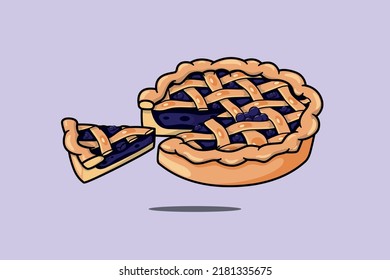pie blueberry jam cut and purple background