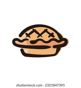 Pie - Bread and bakery icon (Hand-drawn line, colored version)