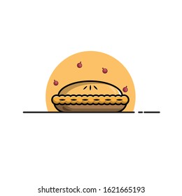 pie cake  with cherry illustrations vector flat design 