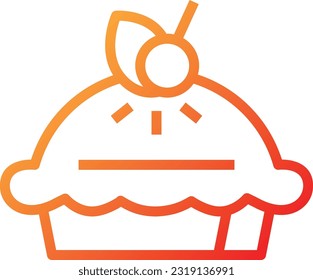 Pie Cake Gradient Icon, Food Vector