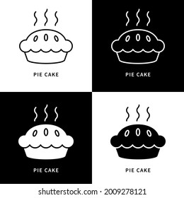 Pie Cake Icon. Dessert And Breakfast Meal Logo. Pastry and Bakery Vector Symbol
