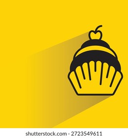 Icono de pastel con fondo amarillo de sombra de gota