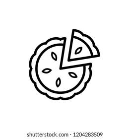 Pie cake icon. Flat vector illustration in black on white background. EPS 10 vector logo template.