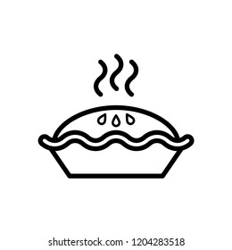 Pie cake icon. Flat vector illustration in black on white background. EPS 10 vector logo template.