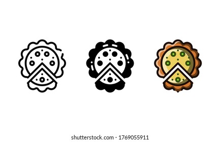 Pie cake icon. With outline, glyph, and filled outline style