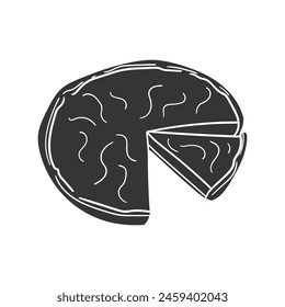 Pie Cake Icon Silhouette Illustration. Dessert Vector Graphic Pictogram Symbol Clip Art. Doodle Sketch Black Sign.