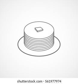 Pie Cake Line Icon On White Background