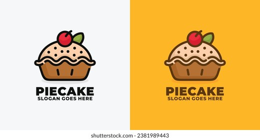 Pie cake logo design vector illustration