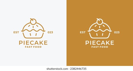 Pie cake logo design vector illustration