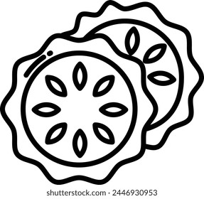 Pie cake outline vector illustration