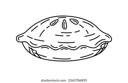 Pie cake sketch doodle stye. Pie icon. Editable stroke vector illustration