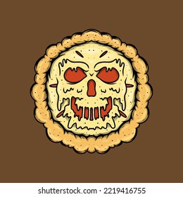 pie cake with skull face illustration