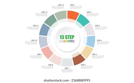 Gráfico circular con 10 a 20 pasos. Colorida colección de diagramas con 10,11,12,13,14,15,16,17,18,19 secciones o pasos. Iconos de círculo para infografía, presentación de negocios. Ilustración vectorial.