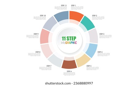 Pie chart with 10 to 20 steps. Colorful diagram collection with 10,11,12,13,14,15,16,17,18,19 sections or steps. Circle icons for infographic, business presentation. Vector illustration.