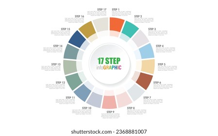 Pie chart with 10 to 20 steps. Colorful diagram collection with 10,11,12,13,14,15,16,17,18,19 sections or steps. Circle icons for infographic, business presentation. Vector illustration.