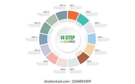 Gráfico circular con 10 a 20 pasos. Colorida colección de diagramas con 10,11,12,13,14,15,16,17,18,19 secciones o pasos. Iconos de círculo para infografía, presentación de negocios. Ilustración vectorial.