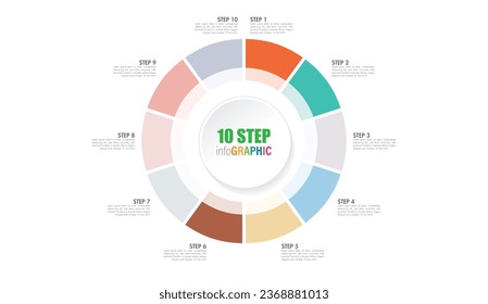 Gráfico circular con 10 a 20 pasos. Colorida colección de diagramas con 10,11,12,13,14,15,16,17,18,19 secciones o pasos. Iconos de círculo para infografía, presentación de negocios. Ilustración vectorial.