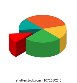 Pie Chart 3d Icon Design Vector Art Illustration