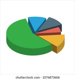 Pie Chart 3d Icon Design Vector Art Illustration