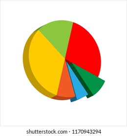 Pie Chart 3d Icon Design Vector Art Illustration