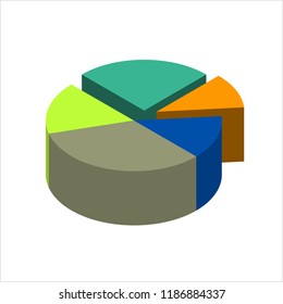 Pie Chart 3d Icon Design Vector Art Illustration