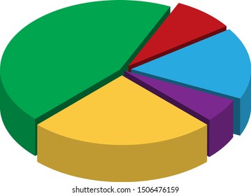 Pie Chart 3D Icon Vector Illustration