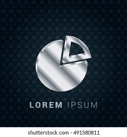 Pie Chart 3D silver/platinum metallic chromium precious Icon / Logo Design