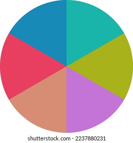 Pie chart with 6 divisions