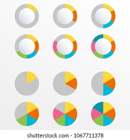 Pie chart with 6 slice, section or levels. Circle infographics concept with 1, 2,3,4,5,6 steps. Vector illustration.