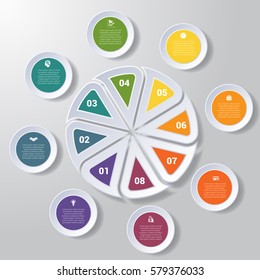 Pie chart or area chart diagram data Elements For Template infographics eight position. Business strategy. 