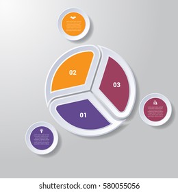 Pie chart or area chart diagram data Elements For Template infographics three position. Business strategy.