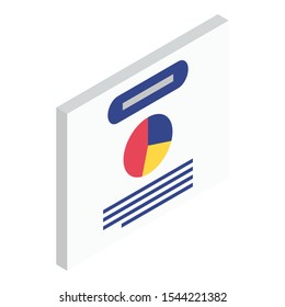 Pie chart banner icon. Isometric of pie chart banner vector icon for web design isolated on white background