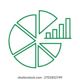 Gráfico circular y gráfico de barras visualización de datos comerciales, informe financiero y análisis estadístico para la planificación estratégica y el éxito
