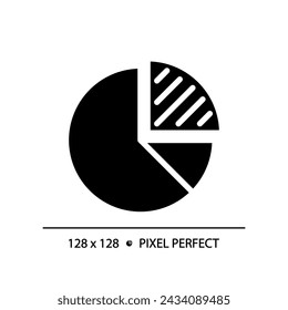 Pie chart black glyph icon. Circle divided. Business statistics. Statistical graphics. Data visualization. Silhouette symbol on white space. Solid pictogram. Vector isolated illustration