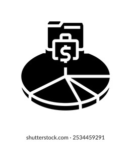 pie chart budget planning glyph icon vector. pie chart budget planning sign. isolated symbol illustration
