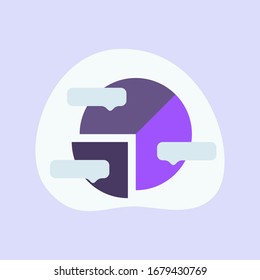 pie chart business icon single isolated with modern purple color