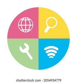 pie chart with business icons