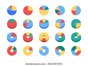 Pie Chart Business Illustration Set