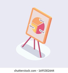 pie chart business presentation isometric icon with modern flat style color